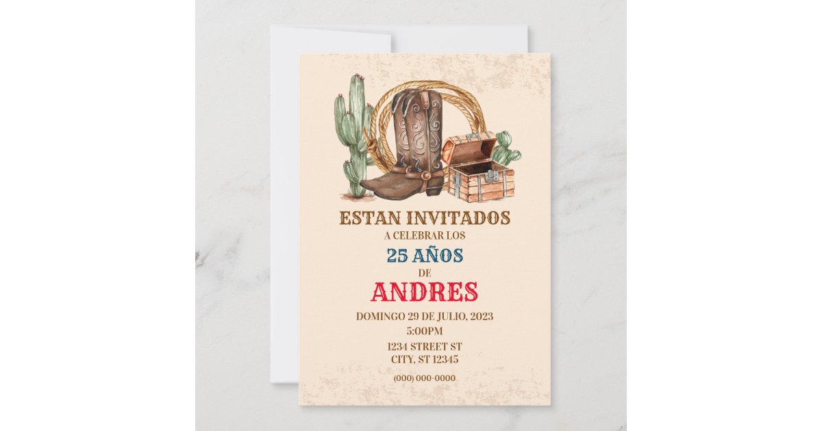 INVITACION DE CUMPLEANOS VAQUERO-FIESTA VAQUERA INVITATION | Zazzle