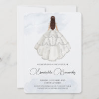 Invitación de quinceañera con vestido blanco