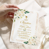 Invitación de Rosas Blancas para Bautizo
