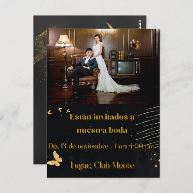 invitacion elegante bodas postcard (Front/Back)
