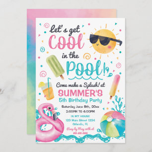 Invitación Let's get cool in the Pool birthday inv Invitation