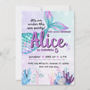 Invitación Mermaid invite for birthday parties