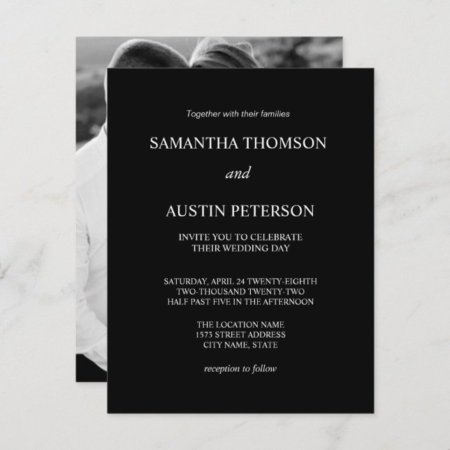 Invitación minimalist elegant wedding of the invitation (Front/Back)