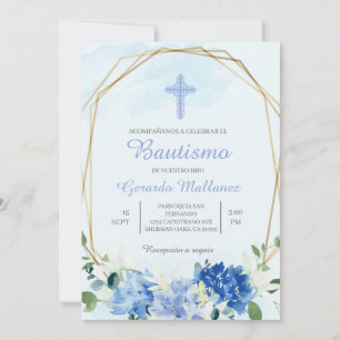 Invitación para bautismo con cruz para niño invitation