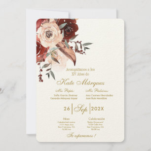 Invitación para xv años con flor  invitation