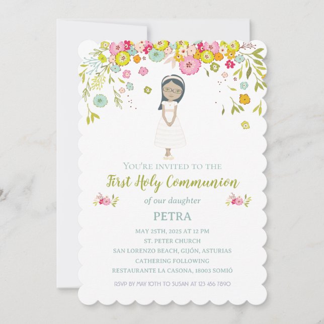 Invitación PETRA Primera Comunión Invitation (Front)