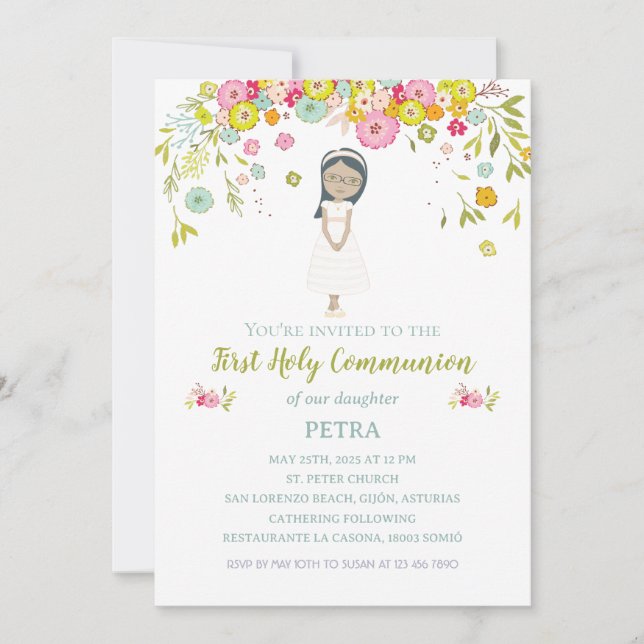 Invitación PETRA Primera Comunión Invitation (Front)