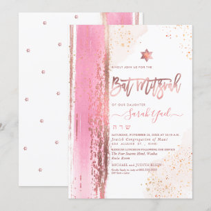 Invitación PixDezines Modern Abstract Tallit Bat  Invitation