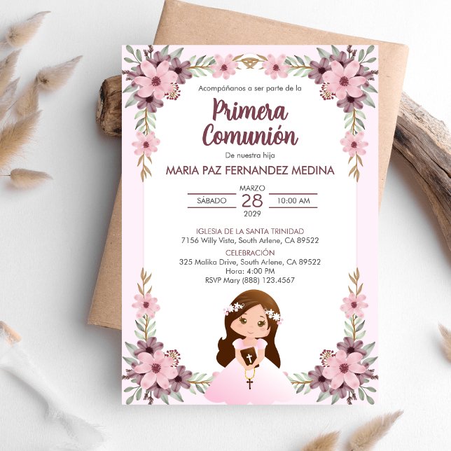 Invitacion Primera Comunion Girls First Communion Invitation (Creator Uploaded)