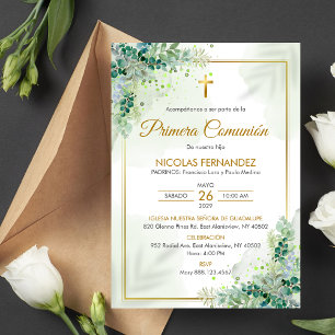 Invitacion Primera Comunion Green Leaves Communion Invitation