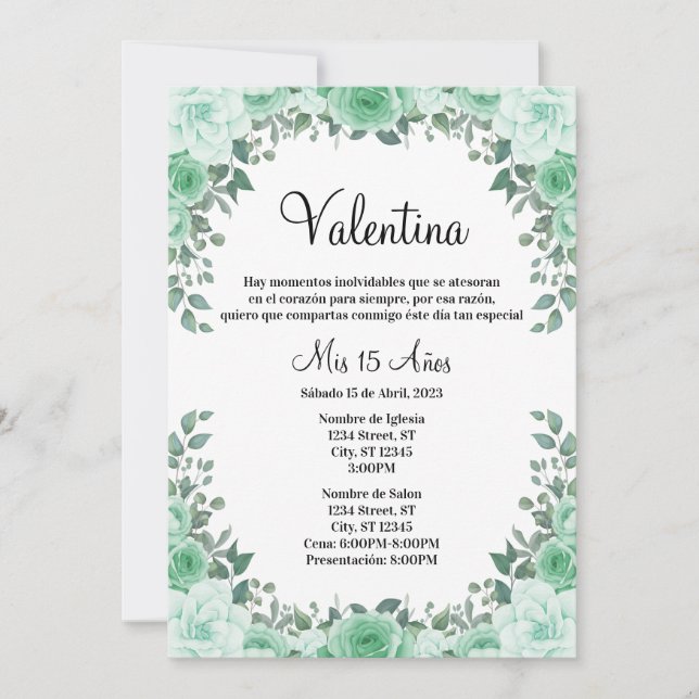 Invitación Quinceañera Invitation (Front)