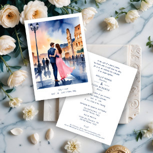 Invitación Rome Coliseum Colorful Cityscape Weddin Invitation