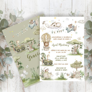Invitación Safari Animal Boho Baby Shower Invitation