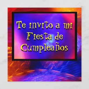 Invitación -Te invito a mi Fiesta - Azul y Naranja Invitation
