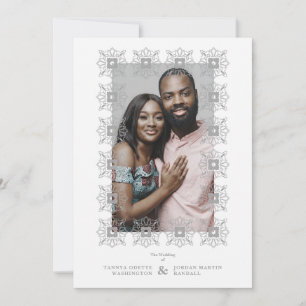 Invitación Wedding Grey Fancy Ornament Lace Effect Invitation