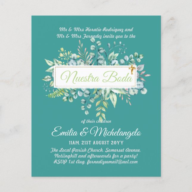 Invitaciones De Boda Baratas HOJAS Modernas (Front)