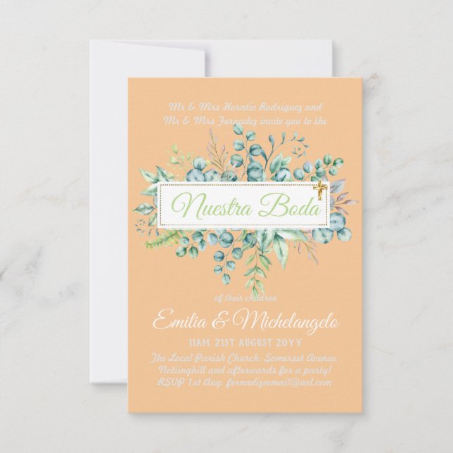 Invitaciones de Boda Baratas HOJAS Modernas (Front)