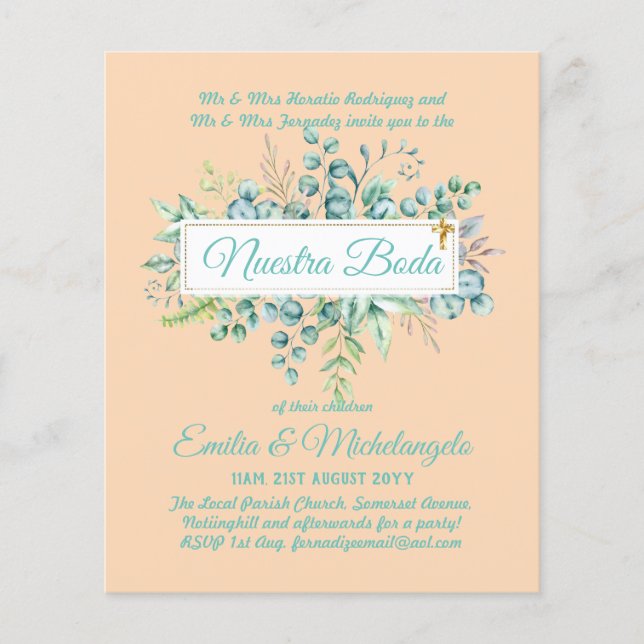 Invitaciones De Boda Baratas HOJAS Modernas (Front)