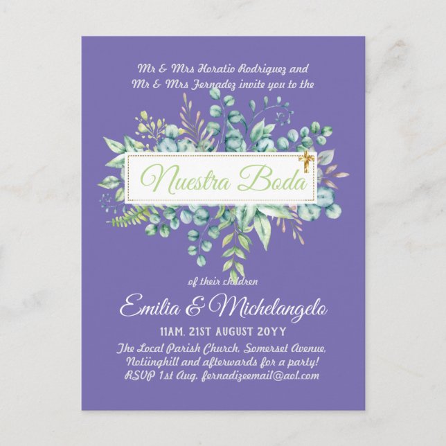 Invitaciones De Boda Baratas HOJAS Modernas Postcard (Front)