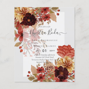 Invitaciones de Boda, Spanish Wedding Budget Fall Flyer