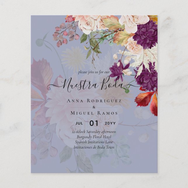 Invitaciones de Boda, Spanish wedding BUDGET Flyer (Front)