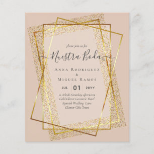 Invitaciones de Boda, Spanish Wedding GOLD Budget Flyer