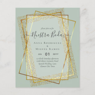 Invitaciones de Boda, Spanish Wedding GOLD Budget Flyer
