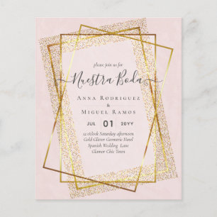 Invitaciones de Boda, Spanish Wedding GOLD Budget Flyer
