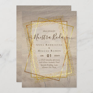 Invitaciones de Boda, Spanish Wedding GOLD Budget Invitation