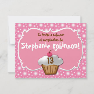 Invitaciones de cumpleaños, Fiesta de Rosa cupcake Invitation