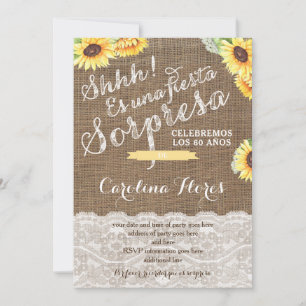 Invitaciones para fiesta sorpresa con girasol invitation