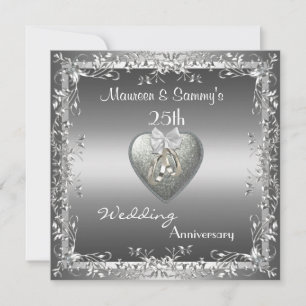 Invitation 25th Anniversary Wedding Silver Elegant