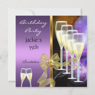 Invitation 35th Birthday Party Elegant Purple Gold