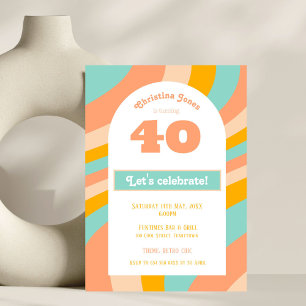 Invitation, 40th Birthday Party pastel retro chic Invitation