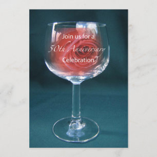 Invitation 50th Anniversary Wineglass Rose