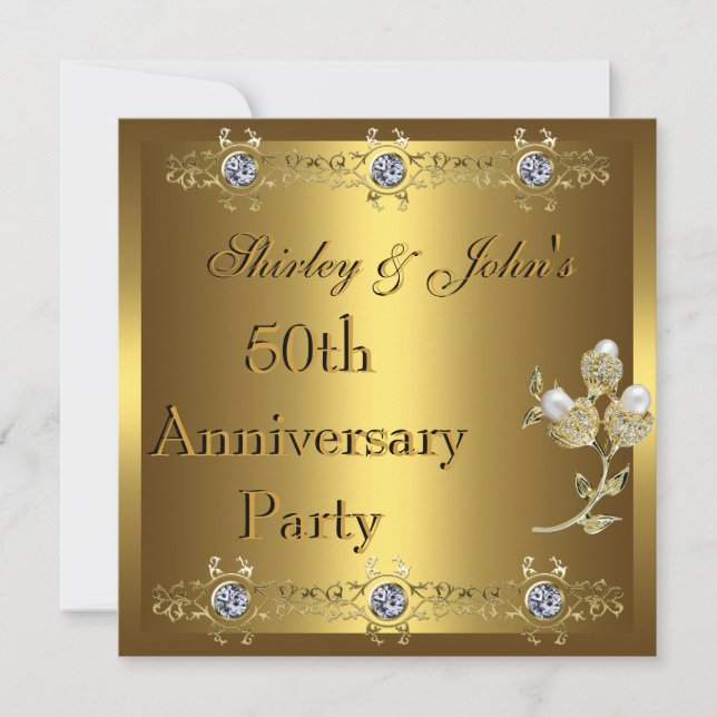 Invitation 50th Wedding Anniversary Party Gold (Front)