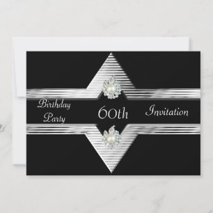 Invitation 60th Birthday Black Silver Jewel