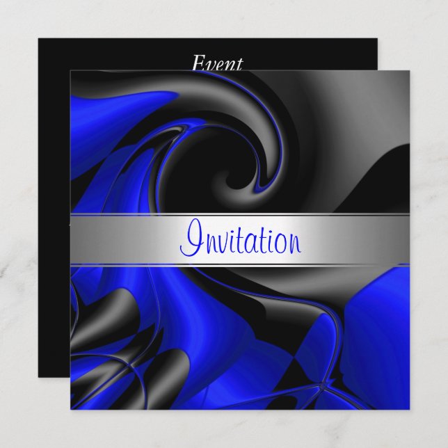 Invitation Abstract Blue Curve (Front/Back)
