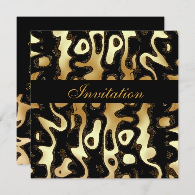 Invitation All Occasion Black Gold Africa Abstract (Front/Back)