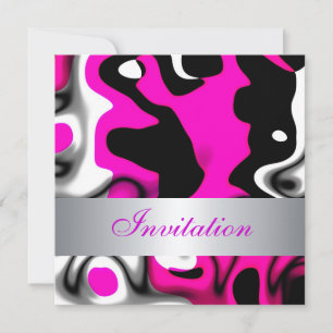 Invitation All Occasions Abstract Pink Silver
