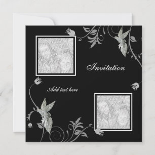 Invitation All Occasions Black Floral Add Photo