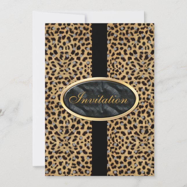 Invitation All Occasions Black Gold Animal Leopard (Front)