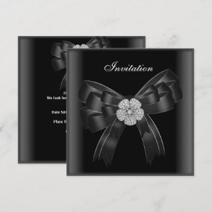 Invitation All Occasions Diamond Jewel Black Bow