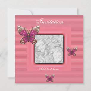 Invitation All Occasions Pink Butterfly Add Photo