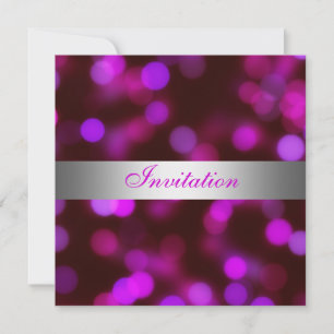 Invitation All Occasions Pink Silver Bubbles