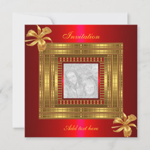 Invitation All Occasions Rich Gold Red Add Photo