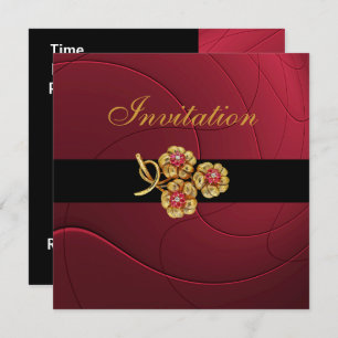 Invitation All Occasions Rich Red Print Jewel
