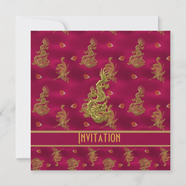 Invitation All Occasions ZIZZAGO Asian Pink Red (Front)