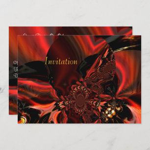 Invitation Art Abstract Jewelled Silk In Red