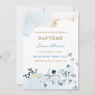 Invitation au baptême pour un garçon